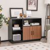 Industrial Sideboard Cabinet with Removable Wine Rack and Glass Holder