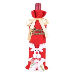 Christmas Table Flannel Fabric Wine Gift Box Wine Bottle Bag (Option: Elk)