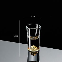 Small Crystal Glass One-shot Cup Divider Gold Foil Liquor Cup (Option: View the mountains)