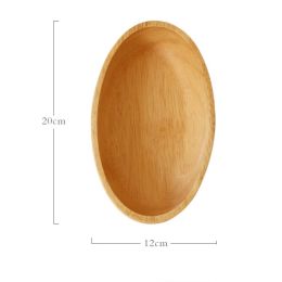 Rubber Wood Boat-shaped Oval Wooden Bowl Snack Breakfast Salad (Option: Solid wood-large)