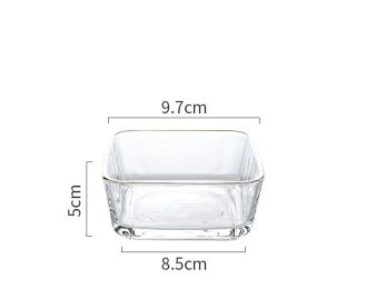 Small Square Glass Bowl Household Dessert Bowl Salad Bowl Trace Gold Snack Bowl (Option: Trace gold)
