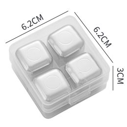 Foreign Wine Beer Whiskey Ice Tartar Set Bar Home Metal Ice Grain (Option: 4grain pack silver without LO)