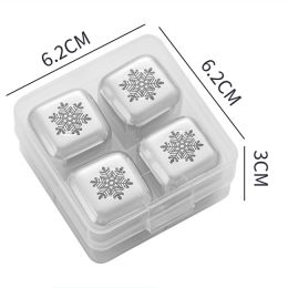 Foreign Wine Beer Whiskey Ice Tartar Set Bar Home Metal Ice Grain (Option: 4grains of snowflakes)