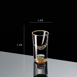 Small Crystal Glass One-shot Cup Divider Gold Foil Liquor Cup (Option: Gold leaf)