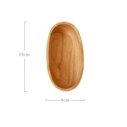 Rubber Wood Boat-shaped Oval Wooden Bowl Snack Breakfast Salad (Option: Solid wood-Small)
