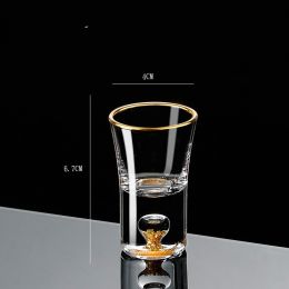 Small Crystal Glass One-shot Cup Divider Gold Foil Liquor Cup (Option: 20mlGold leaf)