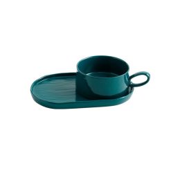 Breakfast Bowl Plate Set Cup And Saucer Salad With Handle Oatmeal Bowl Home Creative Tableware One Portion (Option: Dark Green)