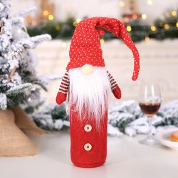Christmas Decoration Wine Bottle Set Hotel Table Supplies (Color: Red)