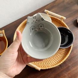 Cartoon Cat Bear Ceramic Plate Household Soy Vinegar Sauce Dipping Seasoning Dish (Option: Grey Cat)