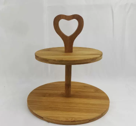 Bamboo Three-layer Cake Inventory Heart Snacks Wooden Tray Kitchen Tools (Option: Small double circle)