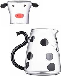 Cow Carafe Pitcher Cow Water Pitcher With Cup Bedside Water Carafe Cow Glass Set Cow Pitcher Water Carafe With Glass Cup For Nightstand (Option: Default)