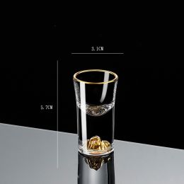 Small Crystal Glass One-shot Cup Divider Gold Foil Liquor Cup (Option: Golden mountain)
