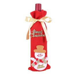 Christmas Table Flannel Fabric Wine Gift Box Wine Bottle Bag (Option: Snowman)